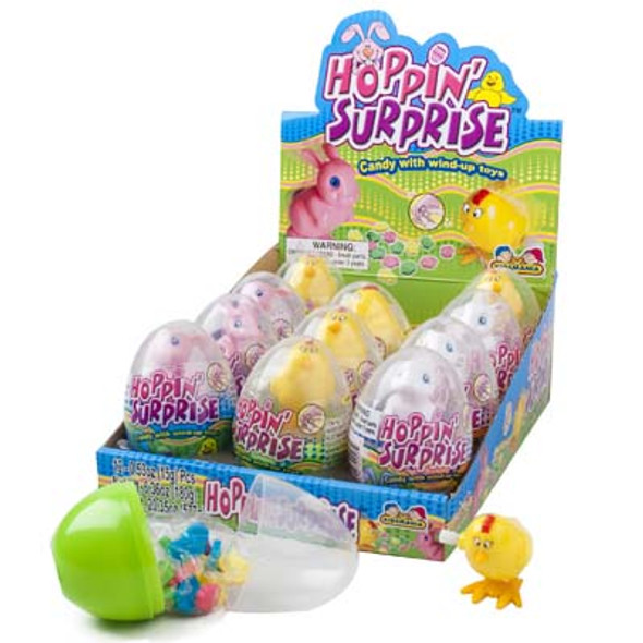 EASTER CANDY HOPIN SURPRISE WINDUP TOY IN EGG CONTAINER 12PC PDQ