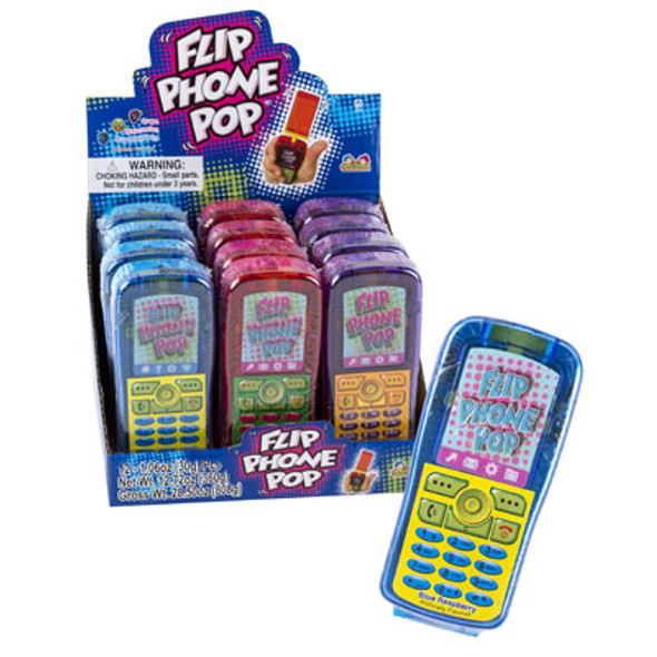 LOLLIPOP FLIP PHONE POP 3 ASST12CT COUNTER DISPLAY LOLLIPOP FLIP PHONE POP 3 ASST12CT COUNTER DISPLAY