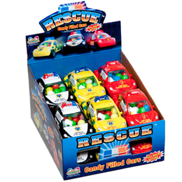 CANDY FILLED CARS 12PC 3 ASSORTED RESCUE VEHICLES COUNTER DISPLAY CANDY FILLED CARS 12PC 3 ASSORTED RESCUE VEHICLES COUNTER DISPLAY