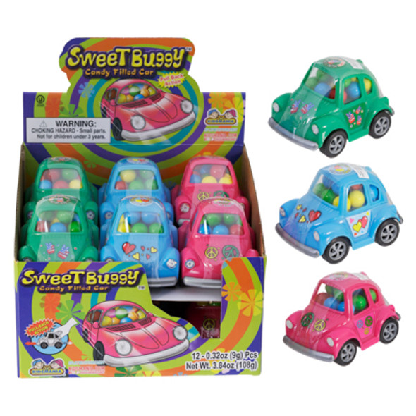 CANDY FILLED CAR SWEET BUGGY 3 ASSORTED COLORS COUNTER DISPLAY