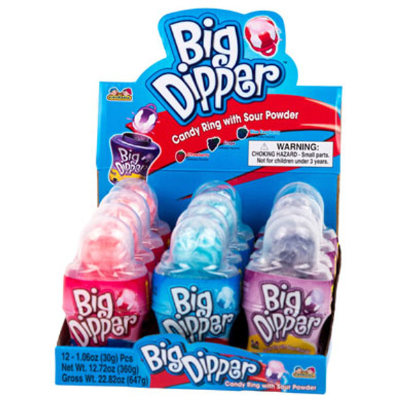 CANDY RING W/SOUR POWDER BIG DIPPER 12CT IN COUNTER DISPLAY