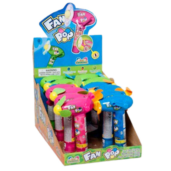 CANDY FILLED FAN POP 3 ASSORTED FRUIT FLAVORS COUNTER DISPLAY CANDY FILLED FAN POP 3 ASSORTED FRUIT FLAVORS COUNTER DISPLAY