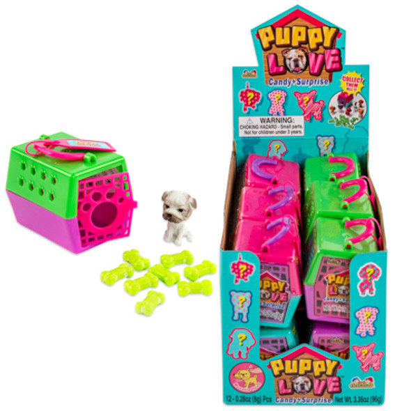 CANDY PUPPY LOVE 3.36OZ CANDY BITS & SURPRISE PUPPY COUNTER DISPLAY
