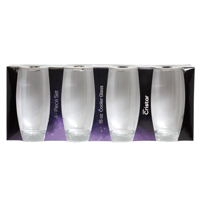 DRINKWARE 4PC SET 15OZ COOLER GLASS AIRE SLEEVE BOX