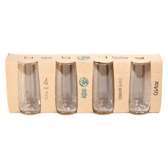 DRINKWARE 4PC SET 15.5OZ COOLER GLASS AGUA SLEEVE BOX DRINKWARE 4PC SET 15.5OZ COOLER GLASS AGUA SLEEVE BOX