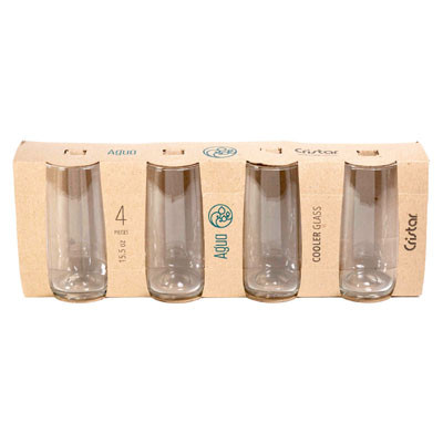 DRINKWARE 4PC SET 15.5OZ COOLER GLASS AGUA SLEEVE BOX