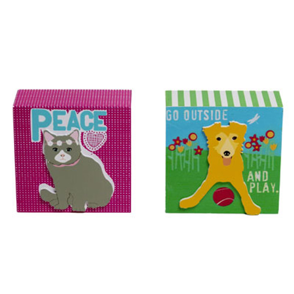 WOOD BLOCK SIGN 2 ASST DOG, CATPP $5.99
