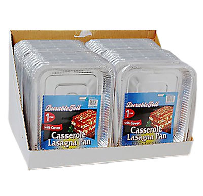 ALUMINUM CASSEROLE/LASAGNA PAN W/ LID 11.75X9.75X1.5 COUNTER DISPLAY MADE IN USA
