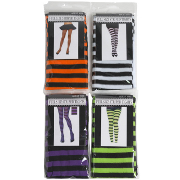TIGHTS ADULT STRIPED 4 ASTCLRS GRN/PURP/ORG/BLK-WHITE PB/INSERT TIGHTS ADULT STRIPED 4 ASTCLRS GRN/PURP/ORG/BLK-WHITE PB/INSERT