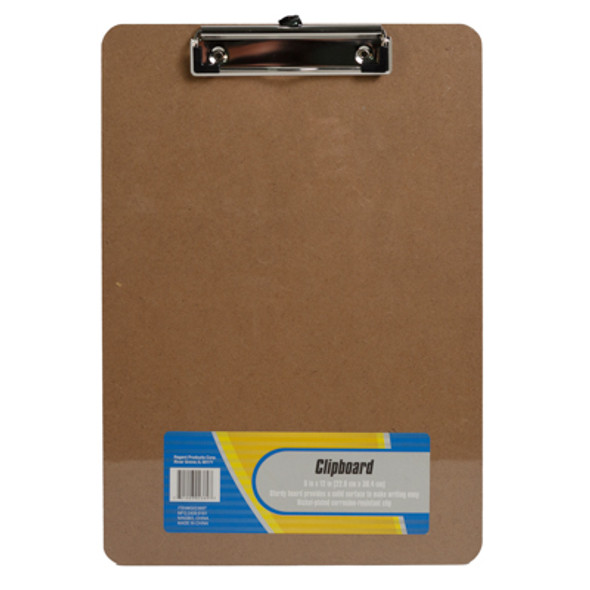 CLIPBOARD 9X12 CHIPBOARD W/FLAT CLIP-SHRINK W/STAT LABEL