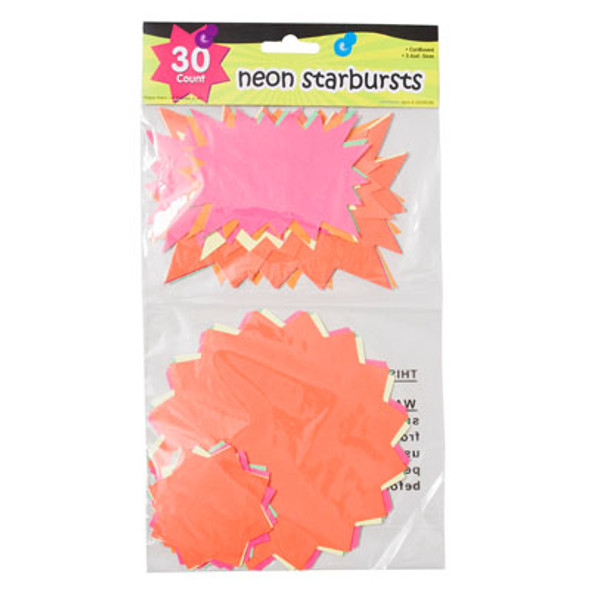 STARBURST NEON 30CT 5 SIZES5 COLOR PAPER/HEATSEALED PBH STARBURST NEON 30CT 5 SIZES5 COLOR PAPER/HEATSEALED PBH
