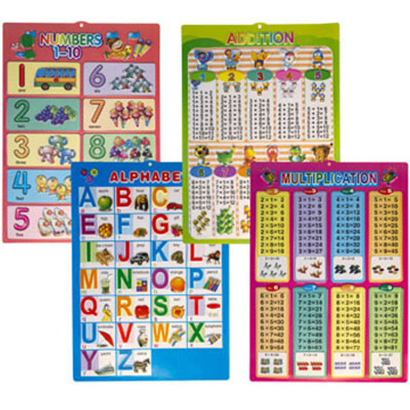 EDUCATIONAL MOLDED WALL PLAQUE 4AST 26X16.5 ABC/MATH STYLES
