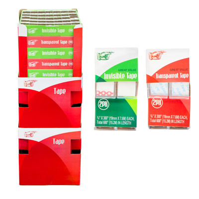 TAPE DISPLAY 2PK  210PC .75X300IN 105PC EA TRANS & INVIS SETUP INSTRUCTIONS INCLUDED