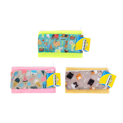 PENCIL POUCH 2PC SET ZIPPER 2 SIZES PER PK 3AST COMBOSHDR CARD