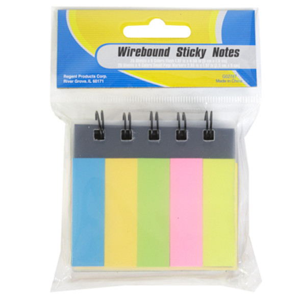STICKY NOTE FLAGS WIREBOUND 125PC SM/100PC LG PB/INSERT HDR 3 X 0.75 X 3IN BOOK SIZE
