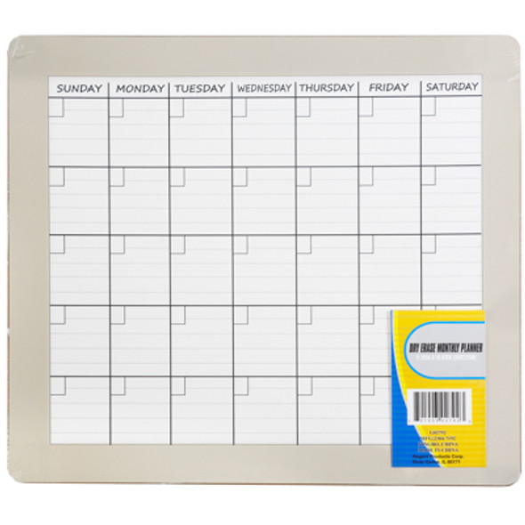 DRY ERASE CALENDAR BOARD MDF11.81X10.63IN SHRINK/LABEL MDF COMPLY