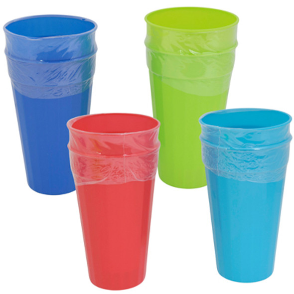 TUMBLER PLASTIC 22OZ 2PK 4AST SUMMER COLORS/48PC COUNTER DSPY UPC LABEL