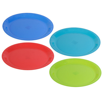 SERVING PLATTER 14IN ROUND 4ASST SUMMER COLORS IN 48PC PDQ UPC LABEL
