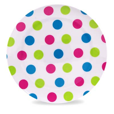 DINNERWARE MELMN DESSERT PLATE 8IN DOT PRINT SUMMER LABEL 80G