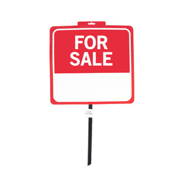 SIGN FOR SALE 14X15 26IN W/POLE WEATHERPROOF PLASTIC PERFORATED HEADER LABEL