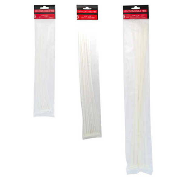 CABLE TIES JUMBO WHITE 16PC 15IN/30PC 11IN/8PC 19IN HARDWARE PBH CABLE TIES JUMBO WHITE 16PC 15IN/30PC 11IN/8PC 19IN HARDWARE PBH