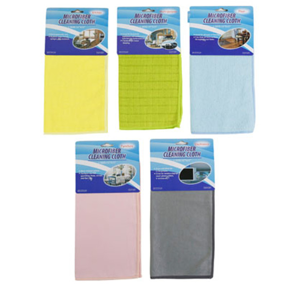 CLEANING CLOTH MICROFIBER 5 ASST FUNCTIONS 12X12 12PC MDSG STRIP INCLUDED/NOT PRELOADED CLEANING TIE-ON CARD