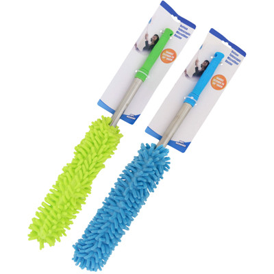 DUSTER MICROFIBER DELUXE TELESCOPIC EXTENDS TO 38IN WASHABLE HEAD 2AST COLORS/TCD