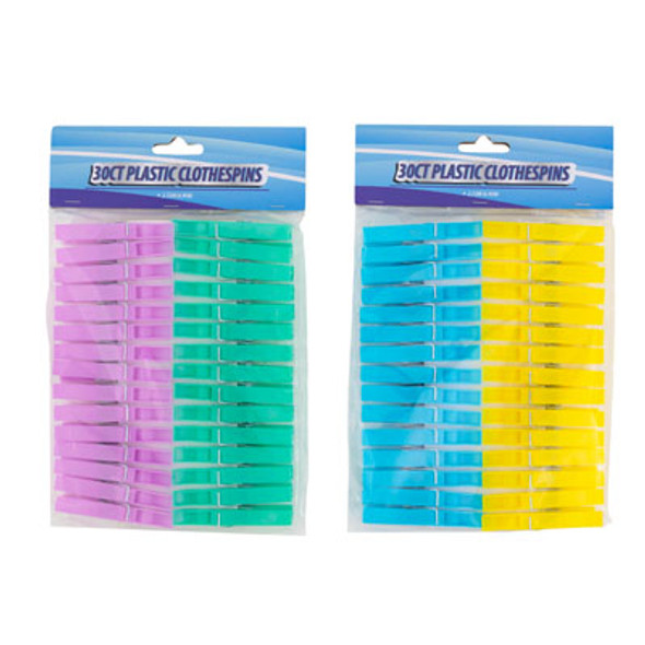 CLOTHESPINS PLASTIC 30CT 2.72IN L 2AST CLR COMBO SPBH