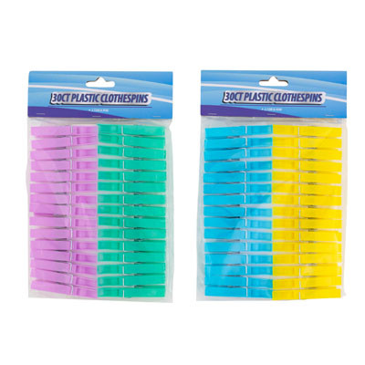 CLOTHESPINS PLASTIC 30CT 2.72IN L 2AST CLR COMBO SPBH