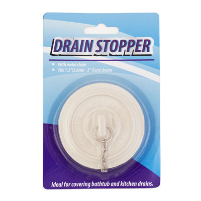 DRAIN STOPPER BATHTUB WITH CHAIN FITS 1.5-2IN DRAINS BLISTERCARD