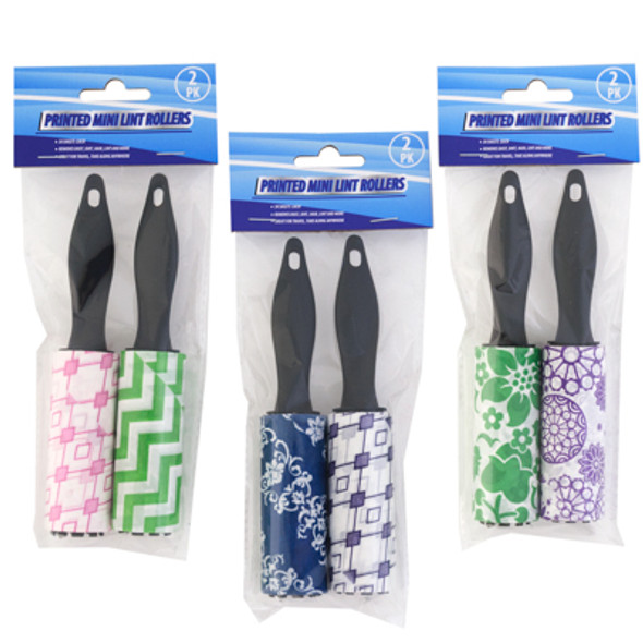 LINT ROLLER MINI 2PK 30 SHEETPRINTED PATTERN/CLEAN PBH LINT ROLLER MINI 2PK 30 SHEETPRINTED PATTERN/CLEAN PBH