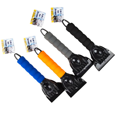 ICE SCRAPER 2-N-1 W/EVA HANDLE 3.75 X 10IN 4AST COLORS/AUTO HT