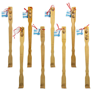 BACK SCRATCHER 20IN BAMBOO 8 AST WITH MASSAGE ROLLERS HBA HT