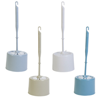 TOILET BRUSH W/HOLDER SET 13IN 4AST COLORS/UPC LABEL- WEIGHTED TO WHITE