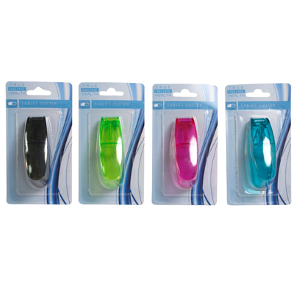 PILL/TABLET CUTTER PLASTIC ASST COLORS ON 12PC MDSG STRIP W/STAINLESS STEEL BLADE HBA/BLC PILL/TABLET CUTTER PLASTIC ASST COLORS ON 12PC MDSG STRIP W/STAINLESS STEEL BLADE HBA/BLC
