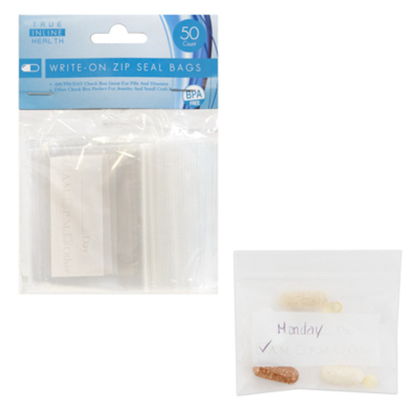 PILL MINI ZIP SEAL WRITE-ON BAGS 50CT 3X2IN MULTI PURPOSE HBA PBH