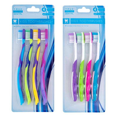 TOOTHBRUSH KIDS 4PC 2 AST AGE GROUPS 2-6 & 6+ HBA BLISTER