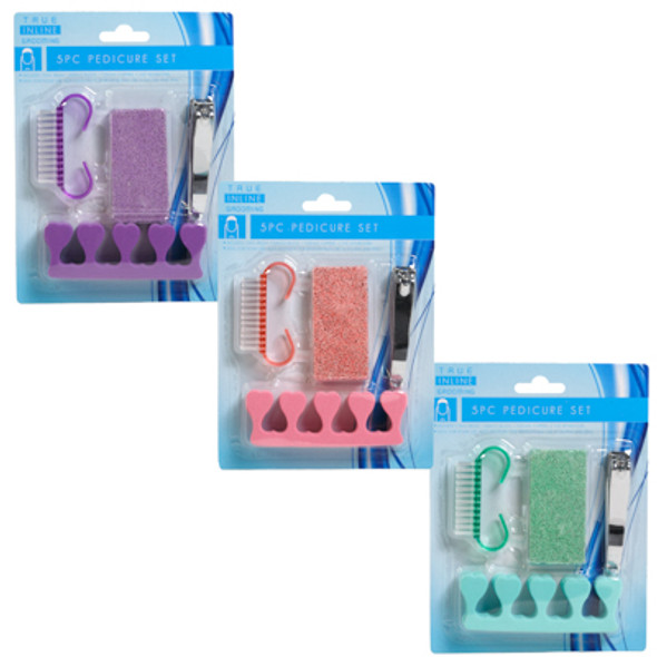 PEDICURE SET 5PC 3AST COLORS PUMICE/CLIP/BRUSH/SEPERATORS HBA BLC PEDICURE SET 5PC 3AST COLORS PUMICE/CLIP/BRUSH/SEPERATORS HBA BLC