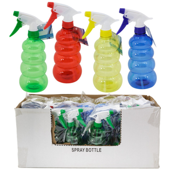 SPRAY BOTTLE 17OZ 9IN 4AST CLRS BEEHIVE SHAPE/CASE CUT DISPLAY HT