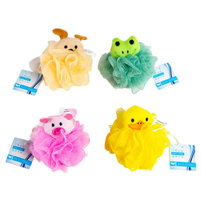 BATH SPONGE KIDS 4AST ANIMALS 37G HBA HANGTAG/STOCKLOT