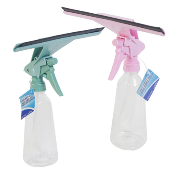 SPRAY BOTTLE WITH SQUEEGEE HEAD 350ML/11.84OZ 2AST COLORS HT