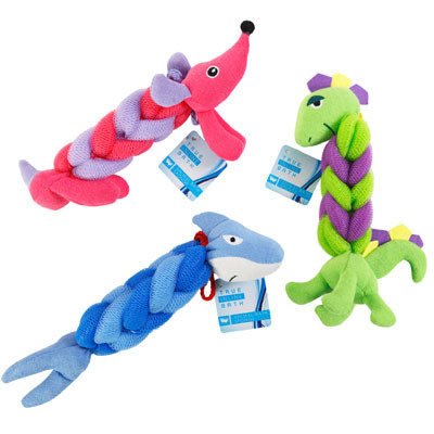 BATH SPONGE ANIMAL 3AST13IN L 3AST DOG/SHARK/DINO HBA/HT