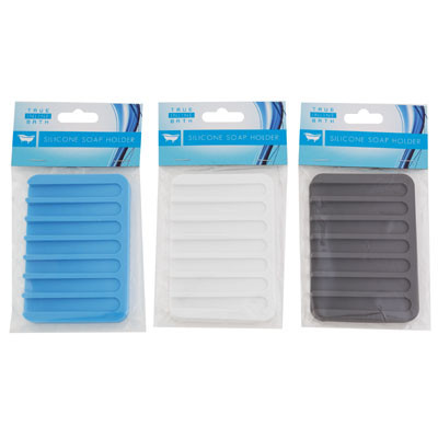 SOAP HOLDER SILICONE 3AST COLORS 4.53X3.15IN HBA/PBH WHITE/GREY/LIGHT BLUE