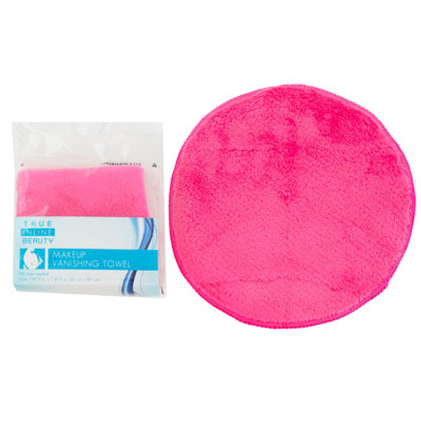 FACIAL TOWEL MAKEUP REMOVING ROUND DARK PINK COLOR OPP/INSERTSIZE 7.875 X 7.875IN