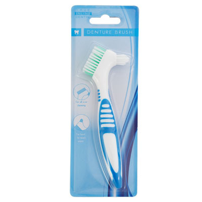 DENTURE BRUSH DUAL-HEAD HBA BLISTERCARD