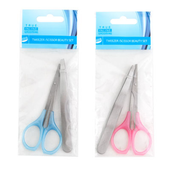 TWEEZER/SCISSOR BEAUTY SET 2ASST COLORS HBA OPP/HDR TWEEZER/SCISSOR BEAUTY SET 2ASST COLORS HBA OPP/HDR