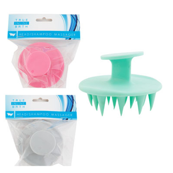 HEAD/SHAMPOO MASSAGER 3AST CLRS MINI HAND HELD PLAST 3IN HBA/PBH