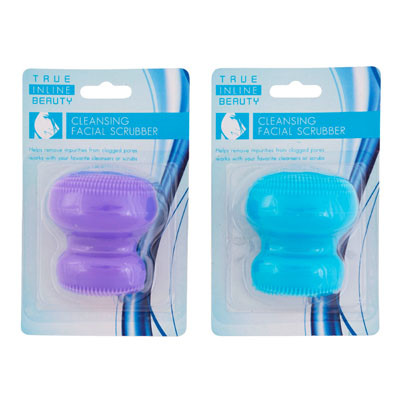 CLEANSING FACIAL SCRUBBER SILICONE W/SPONGE INSIDE 2IN/2AST COLORS HBA/BLISTER