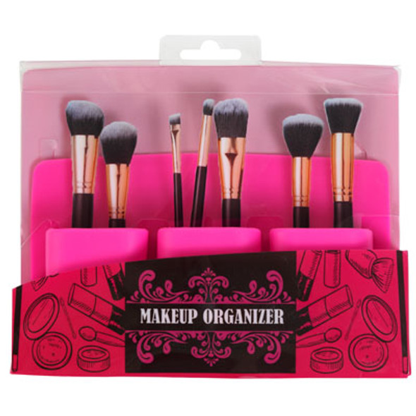 MAKEUP BRUSH ORGANIZER 3 POCKET MIRACLE CLING/HOT PINK SILICONE 8.86 X 5.12 X 1.38IN/PVC PINKHBA MAKEUP BRUSH ORGANIZER 3 POCKET MIRACLE CLING/HOT PINK SILICONE 8.86 X 5.12 X 1.38IN/PVC PINKHBA