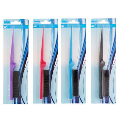 HAIR BRUSH TEASING BACK HAIR BRUSH 4AST COLORS 8.6IN HBA BEAUTY BLISTERCARD